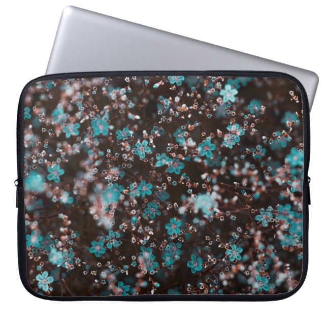 FUNDA PARA PORTÁTIL FLORES VERDES Y MARRONES (Frente)