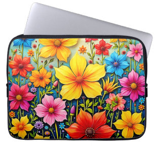 Funda Para Portátil Flores Vibrantes: Jardín de Alegría Arte
