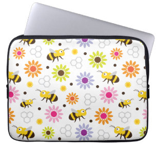 Funda Para Portátil Flores y abejas
