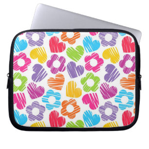 Funda Para Portátil Flores y corazones multicolor lindo patrón girator