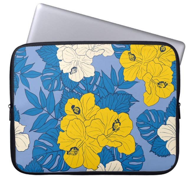 Funda Para Portátil Flores y hojas de Hibiscus (Frente)