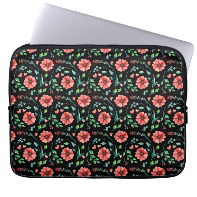 Funda Para Portátil Flores y hojas exóticas florales Patrón-45654 (Frente)