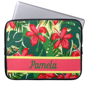 Funda Para Portátil Flores y hojas tropicales