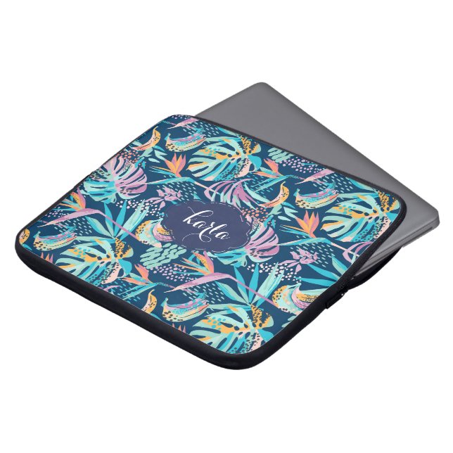 Funda Para Portátil Flores y hojas tropicales (Superior anverso)