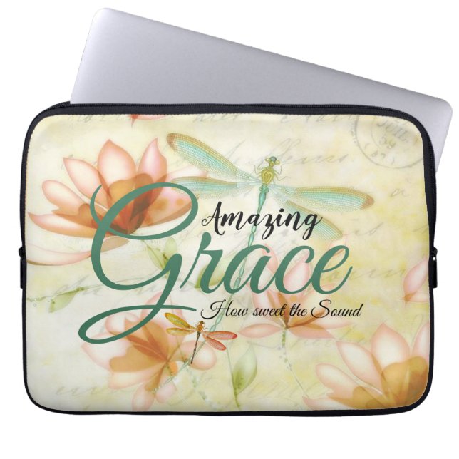 Funda Para Portátil Flores y libélula de Amazing Grace  (Frente)