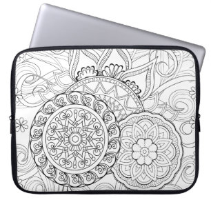 Funda Para Portátil Flores y mandalas del Doodle