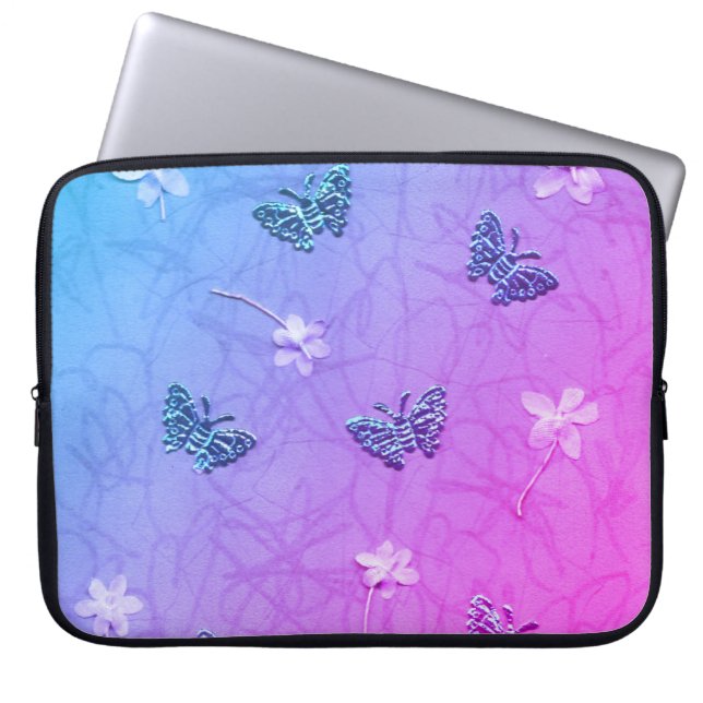 Funda Para Portátil Flores y mariposas (Frente)