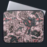 Funda Para Portátil Flores y polillas rosadas<br><div class="desc">Flores y polillas de peonía dibujadas a mano,  patrón vectorial sin fisuras</div>