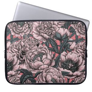Funda Para Portátil Flores y polillas rosadas
