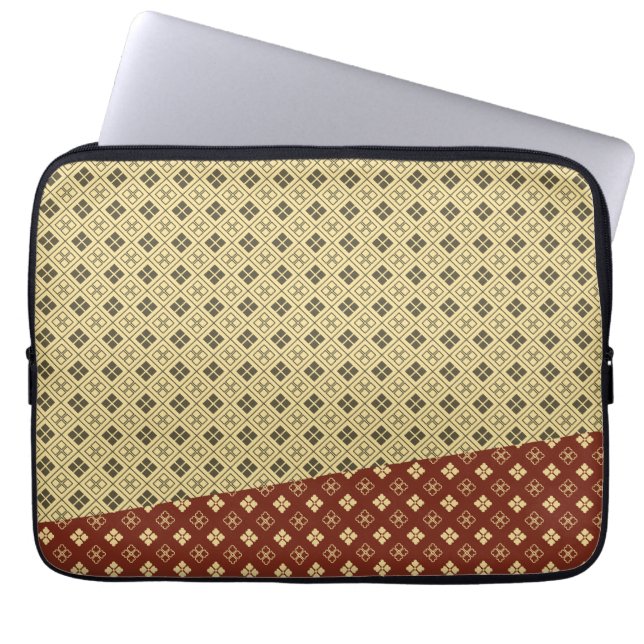 Funda Para Portátil Flower and Diamond Pattern Gold Red (Frente)