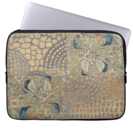 Funda Para Portátil Flowers and Golden Giraffe Skin, Grey Background