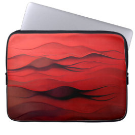 Funda Para Portátil Flujo Carmesí – Ondas Rojas Abstractas de Movimien
