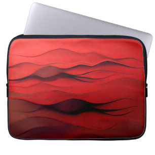 Funda Para Portátil Flujo Carmesí – Ondas Rojas Abstractas de Movimien