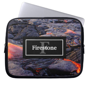 Funda Para Portátil Flujo de lava hawaiano con tu nombre y monograma