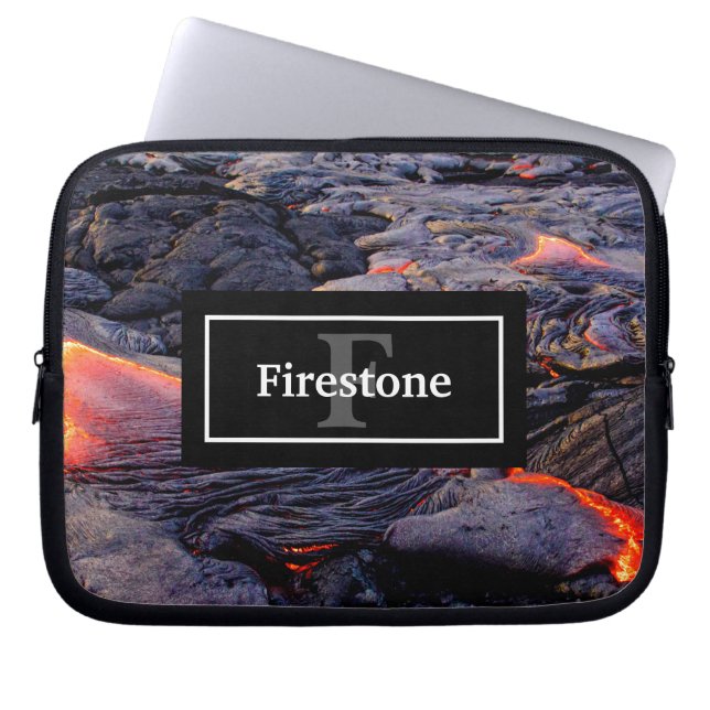 Funda Para Portátil Flujo de lava hawaiano con tu nombre y monograma (Frente)