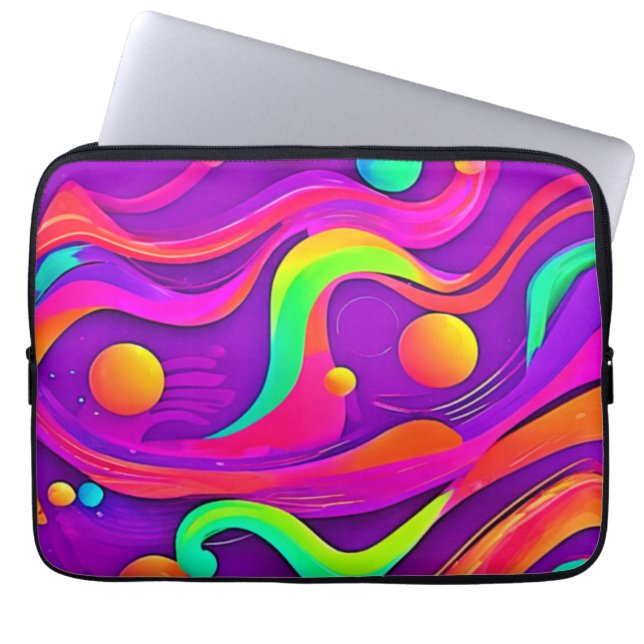 Funda Para Portátil Flujo del arco iris: diversión abstracta (Frente)