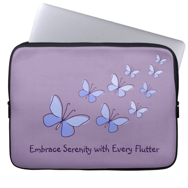 Funda Para Portátil Flutter de mariposa en azul - Abrazo Serenity ... (Frente)
