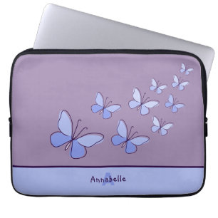 Funda Para Portátil Flutter de mariposa en azul - Nombre e inicio