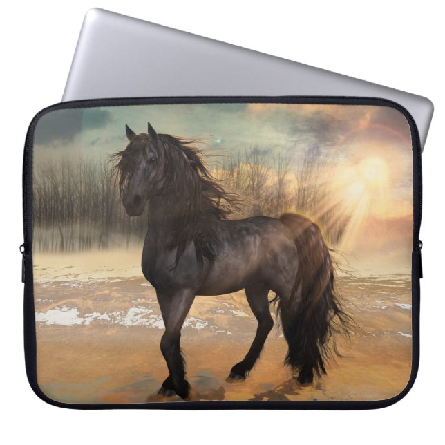 Funda Para Portátil Foggy Friesian Morning (Frente)