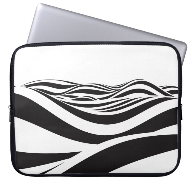 Funda Para Portátil Fondo abstracto de las olas. Ilusión óptica 3D- (Frente)