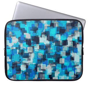 Funda Para Portátil fondo abstracto de patrón cuadrado azul y negro