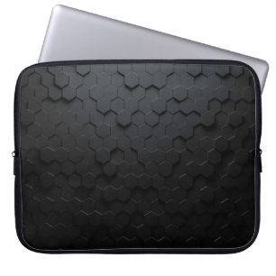 Funda Para Portátil Fondo abstracto triangular negro, Surfa Grunge
