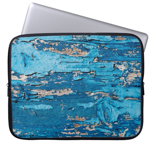 Funda Para Portátil Fondo azul de madera  (Frente)
