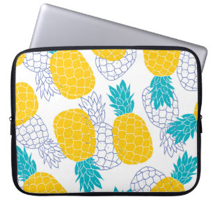 Funda Para Portátil Fondo blanco de piña, patrón sin fisuras.