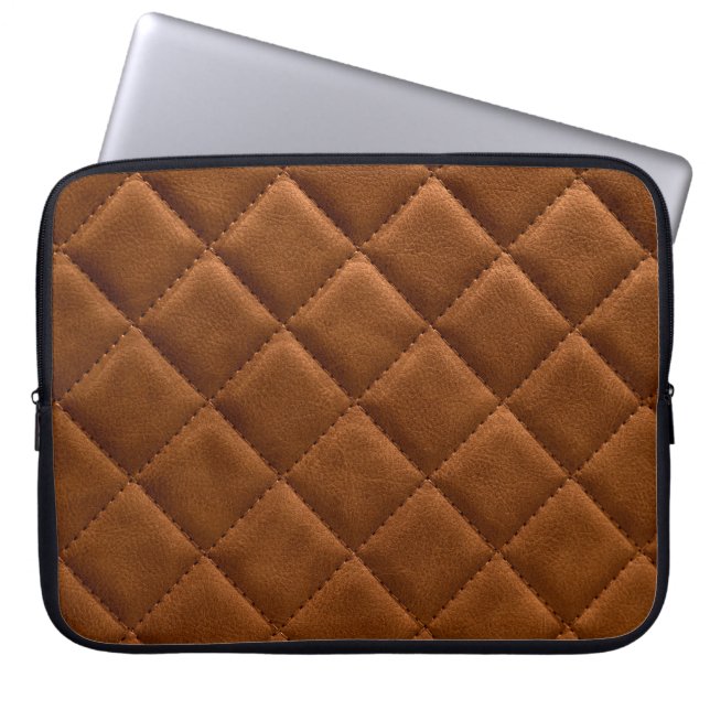 Funda Para Portátil Fondo de cuero de rombos marrones (Frente)