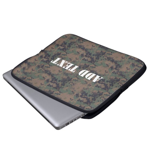 Funda Para Portátil Fondo de madera digital militar (Inferior anverso)
