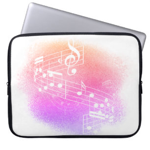 Funda Para Portátil Fondo de notas musicales Peach-Purple Grunge