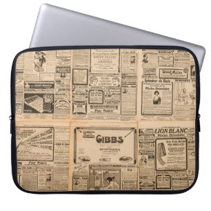 Funda Para Portátil Fondo de papel usado. Vieja página de periódico co