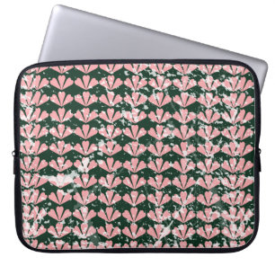 Funda Para Portátil fondo de patrón de grano, corazones, flor, rosado.