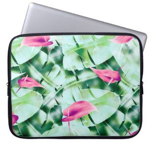 Funda Para Portátil Fondo de patrón de hojas tropicales sin foco, retr