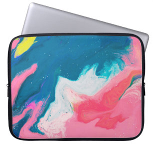 Funda Para Portátil Fondo de pintura rosa y turquesa abstracto con 