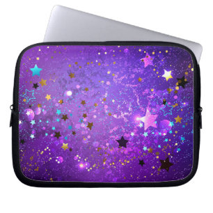 Funda Para Portátil Fondo de Relieve metalizado púrpura con estrellas