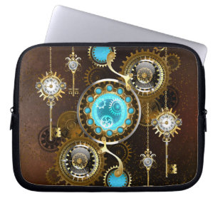 Funda Para Portátil Fondo de roscas de vapor con lentes turquesas