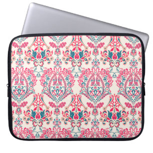 Funda Para Portátil Fondo del damasco de Ornate sin costuras florales.