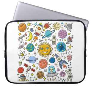 Funda Para Portátil Fondo espacial. Planetas del sistema solar. Roc