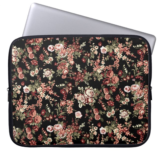 Funda Para Portátil Fondo floral sin soldadura: patrón floral. (Frente)