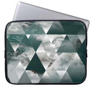 Funda Para Portátil fondo geométrico marino abstracto con triángulos,