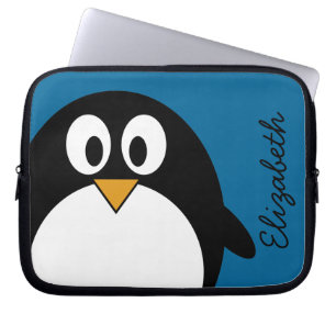 Funda Para Portátil fondo lindo del azul del pingüino del dibujo