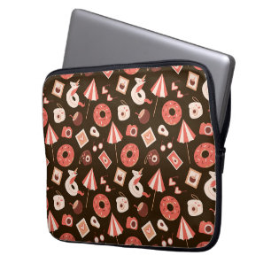 Funda Para Portátil Fondo marrón de chocolate de las cosas de verano