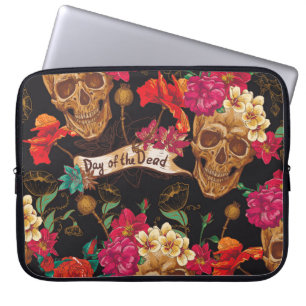 Funda Para Portátil Fondo muerto del Día de las Flores de Calavera