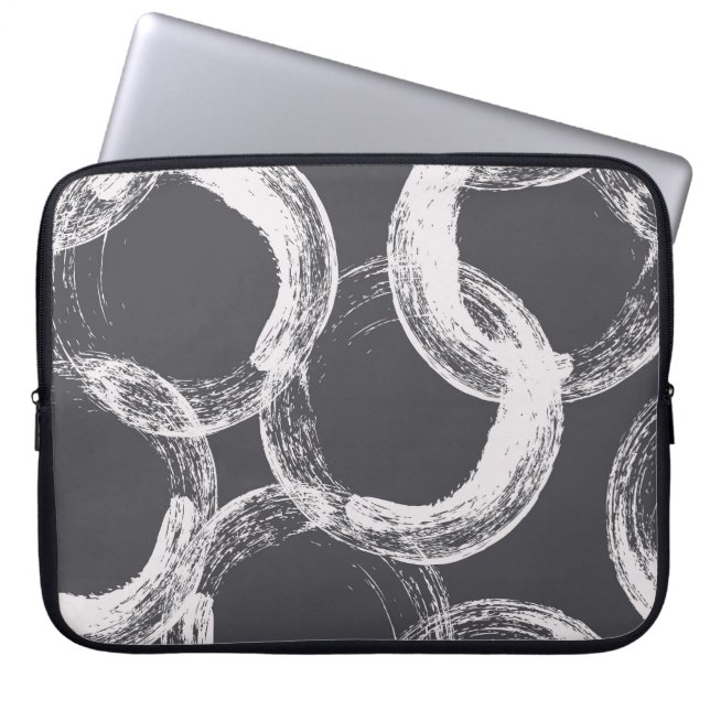 Funda Para Portátil Fondo negro sin foco geométrico de círculo (Frente)