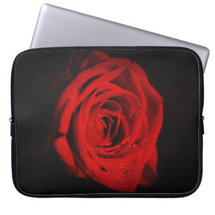Funda Para Portátil Fondo Negro Y Rosa Rojo