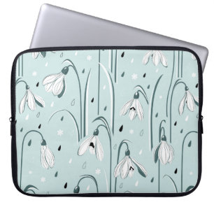 Funda Para Portátil Fondo primaveral con delicadas flores de nevada a