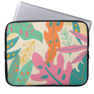 Funda Para Portátil Fondo tropical con plantas de selva. Hoja de palma