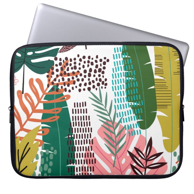 Funda Para Portátil Fondo tropical sin foco con Monstera (Frente)