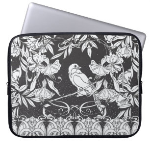 Funda Para Portátil Fondo vintage con flores decorativas y el bir